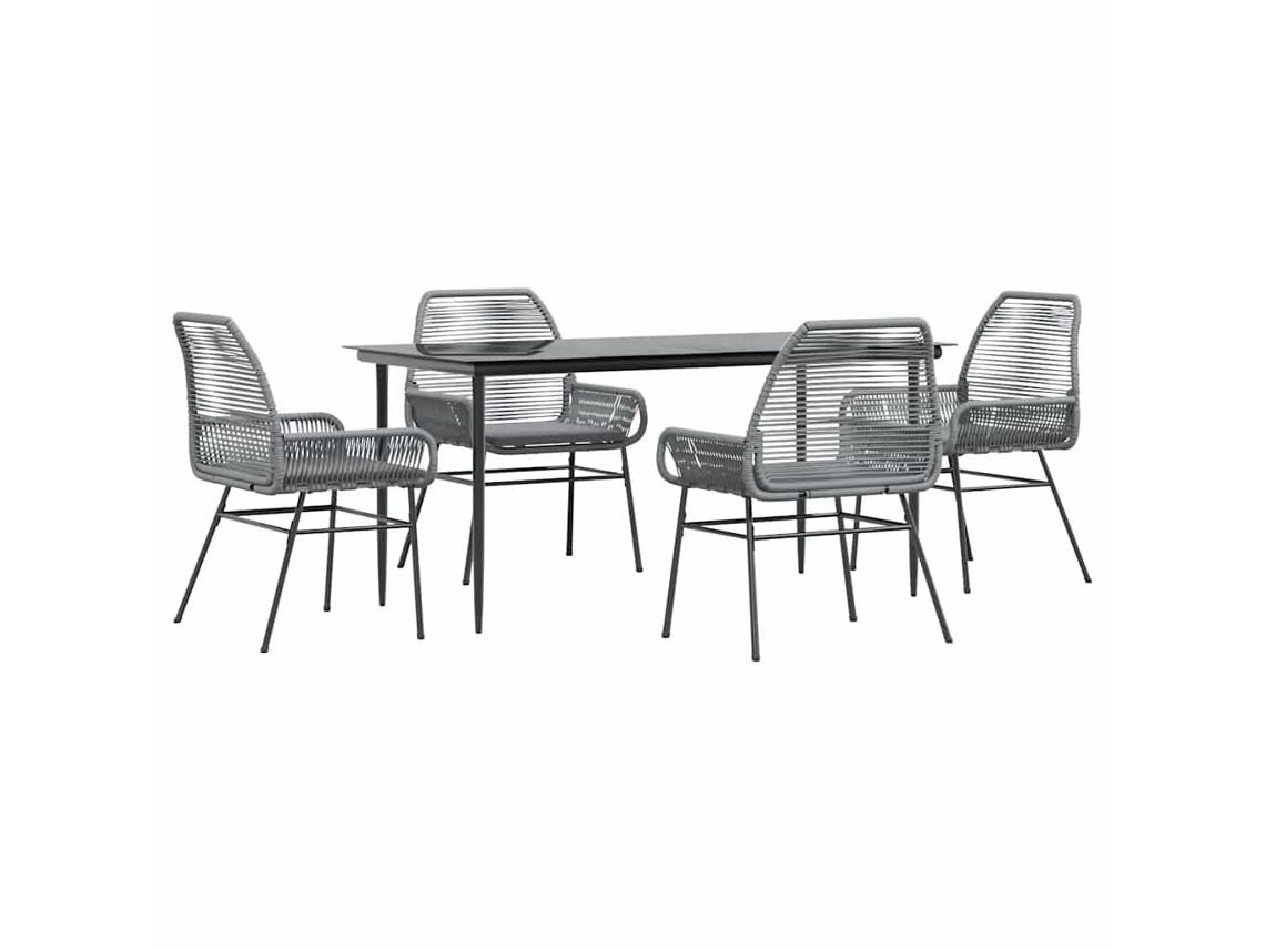Maison Exclusive - Juego Comedor Jardín 5 Pzas Cojines Ratán Sintético Vidrio Gris