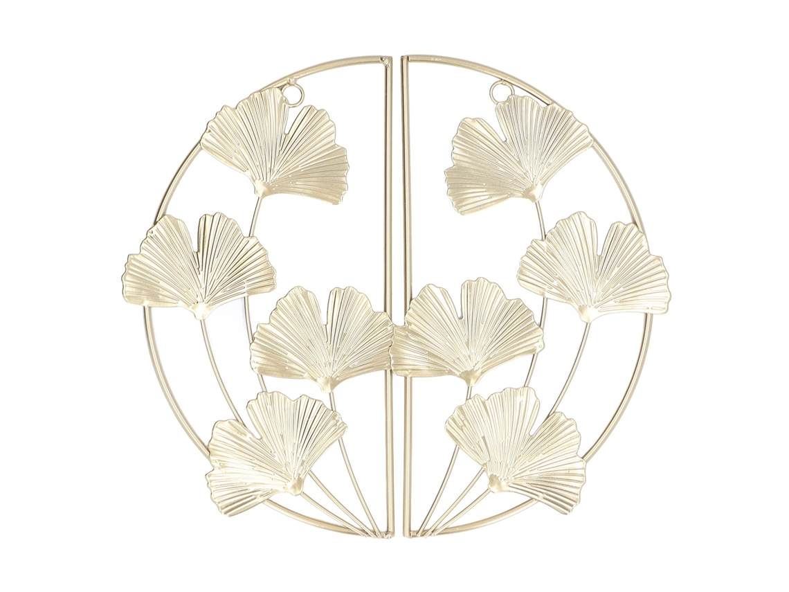 Juego De Decoración De Pared De 2 Piezas: Hoja De Ginkgo Dorada De Metal, Estilo Nórdico Moderno, Sencillo.