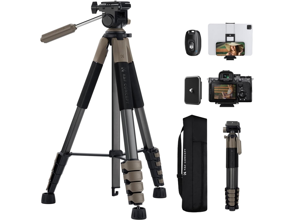 Tripé De Viagem De 75'' Para Câmera Com Suporte Para Smartphone, Ideal Para Câmeras Dslr E Transmissões Ao Vivo De Vídeo.