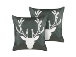 Juego de cojines navideños BELIANI Bicocca de Terciopelo Verde 45x45x10
