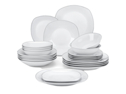 Juego de vajilla Malacasa Elisa, forma cuadrada clásica, porcelana certificada por la FDA, 24 piezas OEM