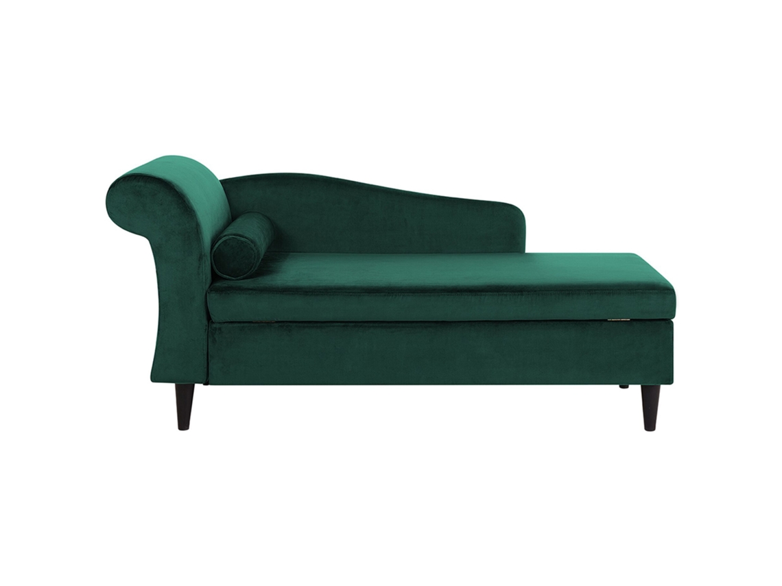 Chaise longue izquierdo BELIANI Luiro de Terciopelo Verde 160x70x77