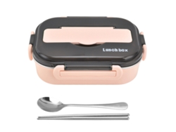 Fiambrera Bento De 1000 Ml Con 2 Compartimentos, Buen Cierre, Material Seguro, Portátil, Rosa.