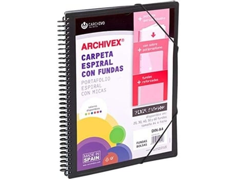 Carpeta de Clasificación CARCHIVO Archivex-Star Negro A4 Espiral