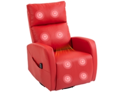 Sillón Reclinable De Masaje De Piel Sintética Con Reposapiés Calefactable Y Mando A Distancia, Color Rojo.