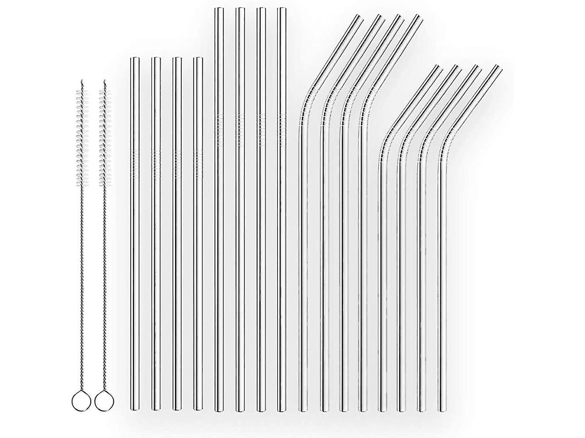 Pajitas de metal reutilizables y ecológicas, pajitas de acero inoxidable con cepillos de fácil limpieza, perfectas para viajes y picnics al aire libre.