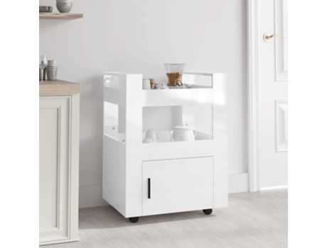 vidaXL Carrito de cocina madera contrachapada blanco brillo 60x45x80cm
