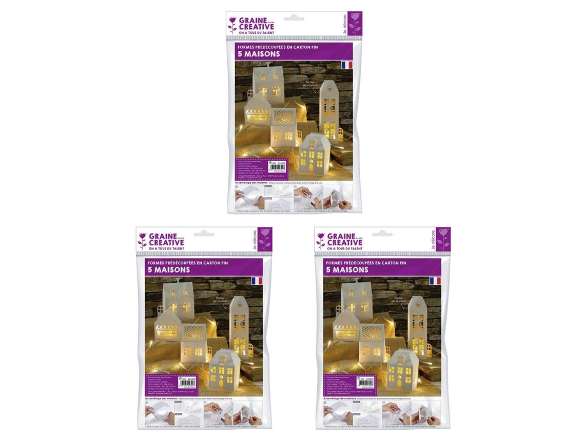15 casitas blancas para armar tu mismo 19 x 5,5 x 4,5 cm GRAINE CRÉATIVE