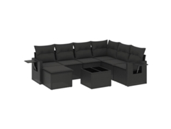 Maison Exclusive - Set De Sofás De Jardín 8 Piezas Y Cojines Ratán Sintético Negro