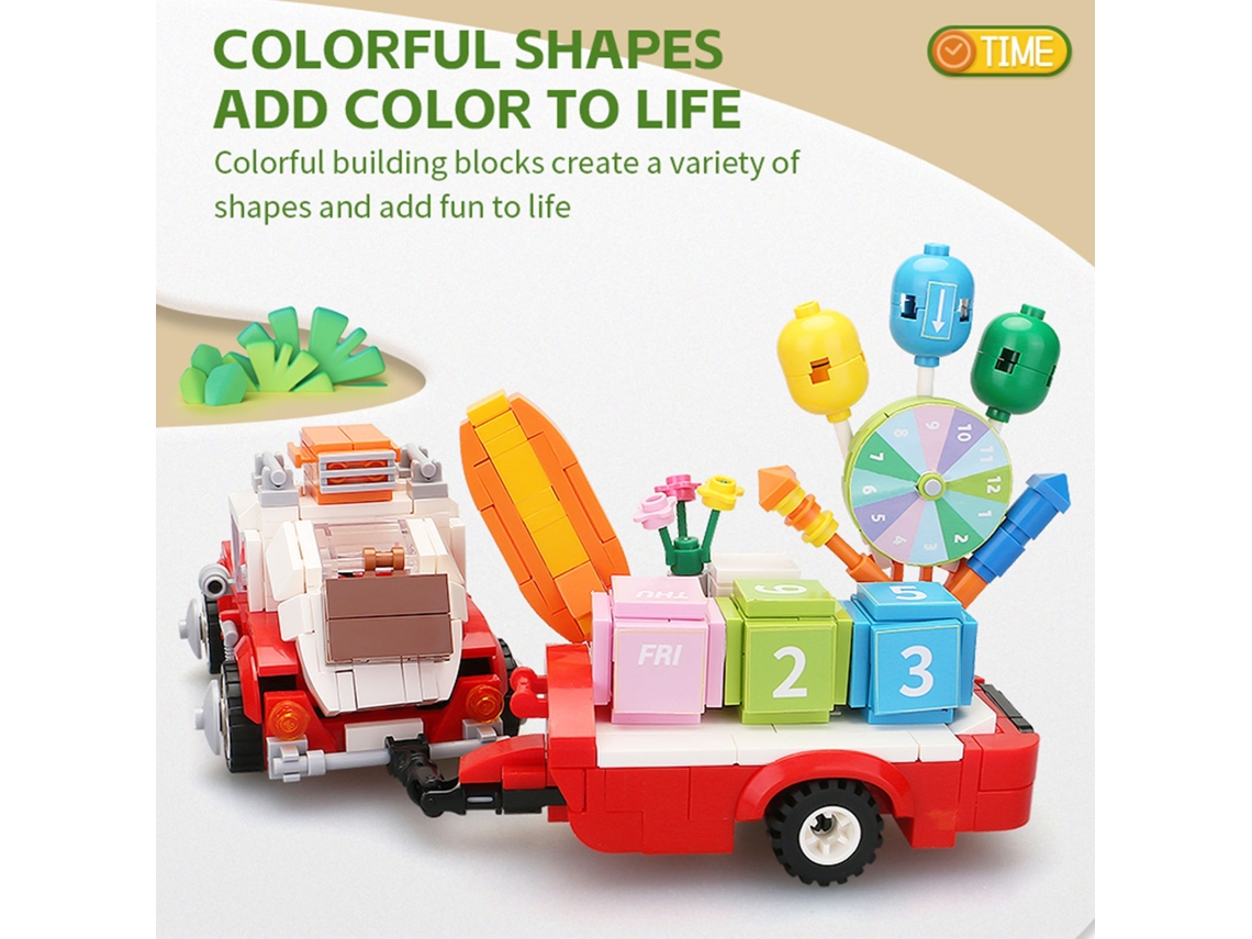 Bloques De Construcción De Coche 413 Piezas Con Flores Globos Remolque Partes Móviles Juguetes Stem Para Niños