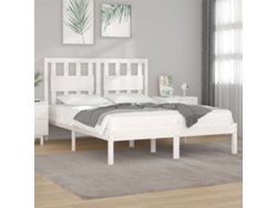 Estructura De Cama Madera Maciza De Pino Blanco 120x200 Cm