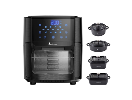 Freidora Sin Aceite + 4 Sartenes MASTERPRO Pack 12L Y 1800W Con Pantalla Táctil Led