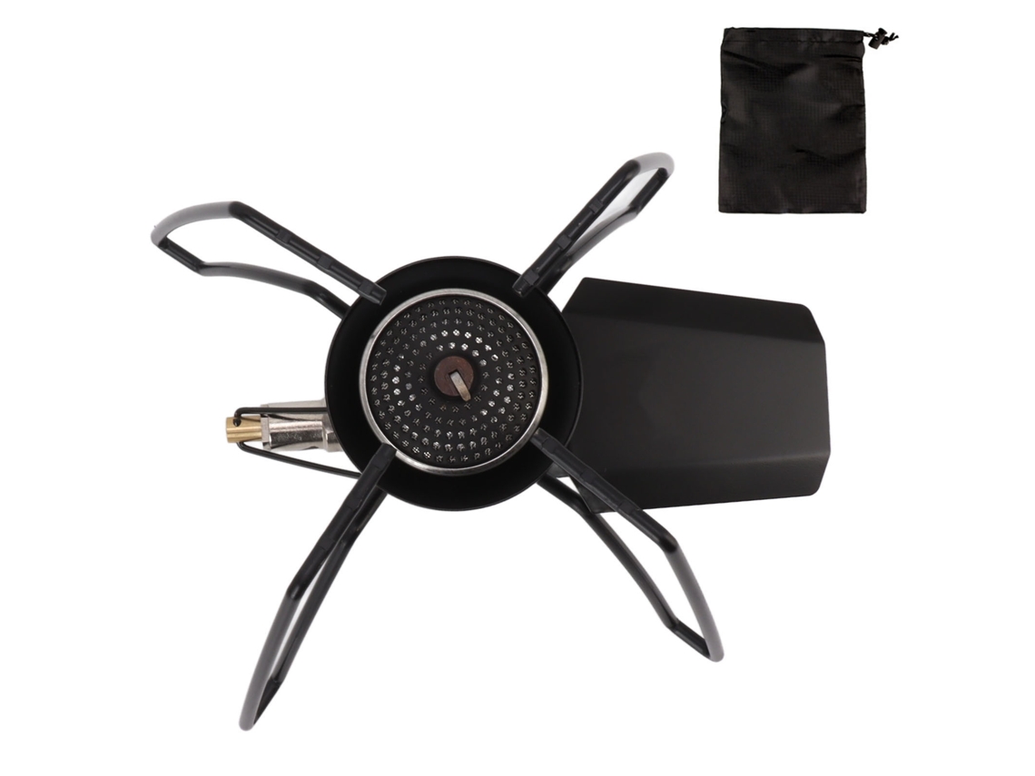 Mini estufa de gas portátil y plegable con gran potencia y fácil control para picnic y camping.