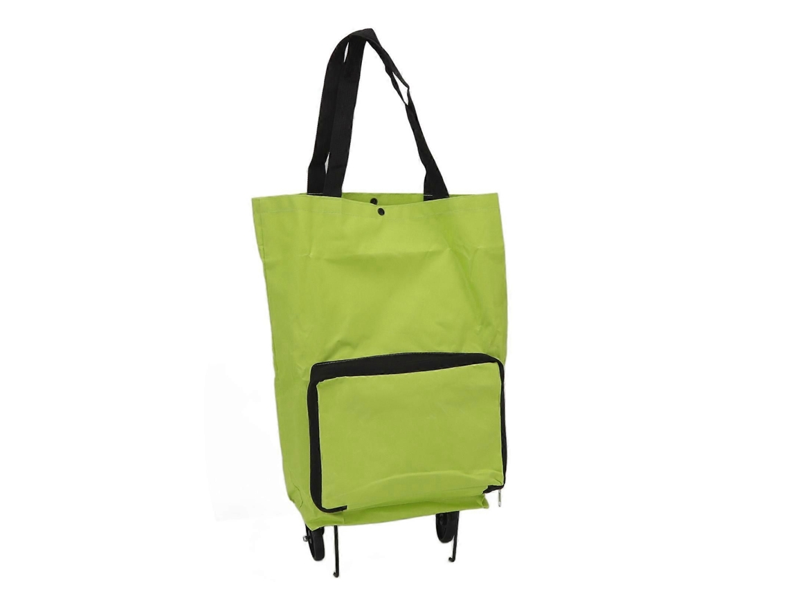 Carrito de compras plegable con ruedas, bolsa de almacenamiento de tela multifuncional, bolsa de compras portátil verde. GOKOCO