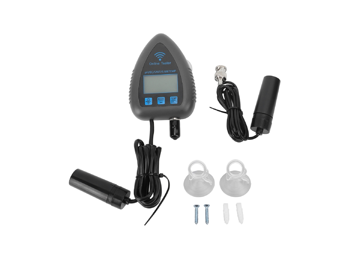 Monitor De Calidad Del Agua 5 En 1: Ph, Ec, Salinidad, Densidad Y Temperatura Con Aplicación Wi-fi. Enchufe Tuya Para Reino Unido, 230 V.