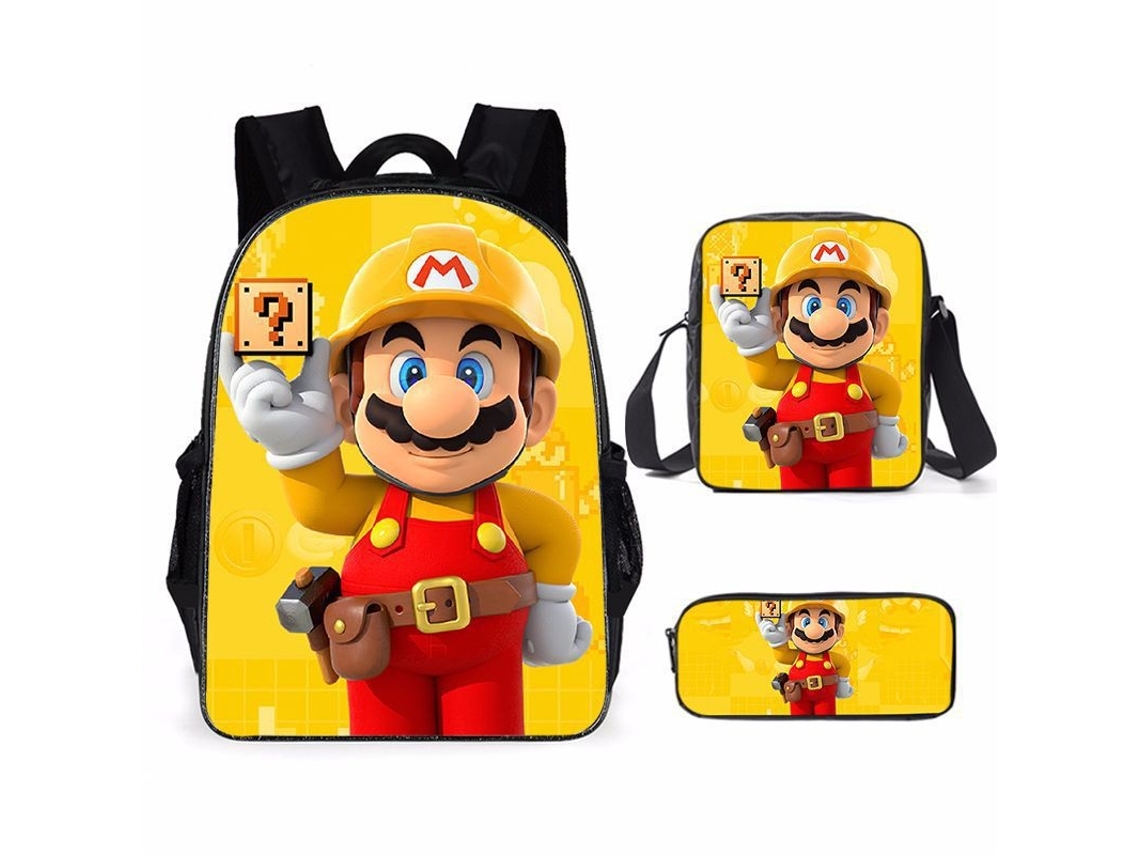 Mochila escolar de tres piezas Mario49*