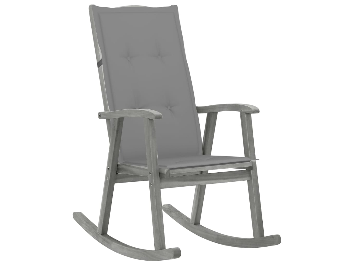 Mecedora con cojines de acacia maciza gris, Dkd Home Decor