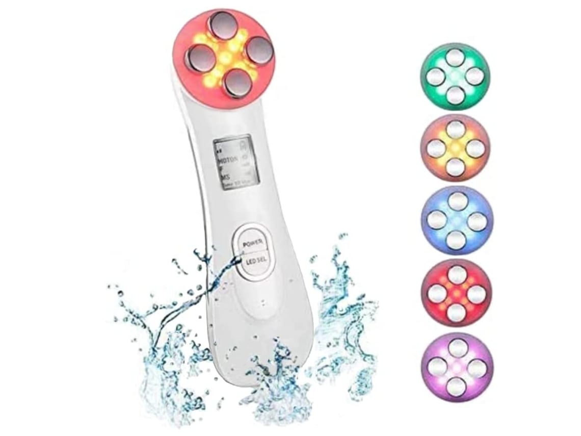Yunzii RF - Dispositivo de belleza facial ultrasónico 5 en 1 multifuncional con 6 modos - Blanco