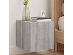 Mueble De Tv De Pared Con Luces Led Gris Sonoma 30,5x35x30 Cm
