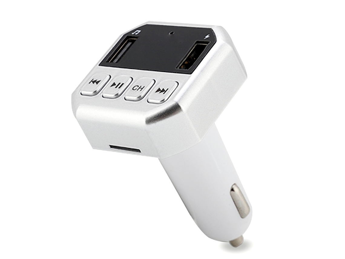 Transmisor Fm Para Coche Con Bluetooth, Reproductor De Mp3, Cargador Usb Y Kit De Manos Libres (plateado)