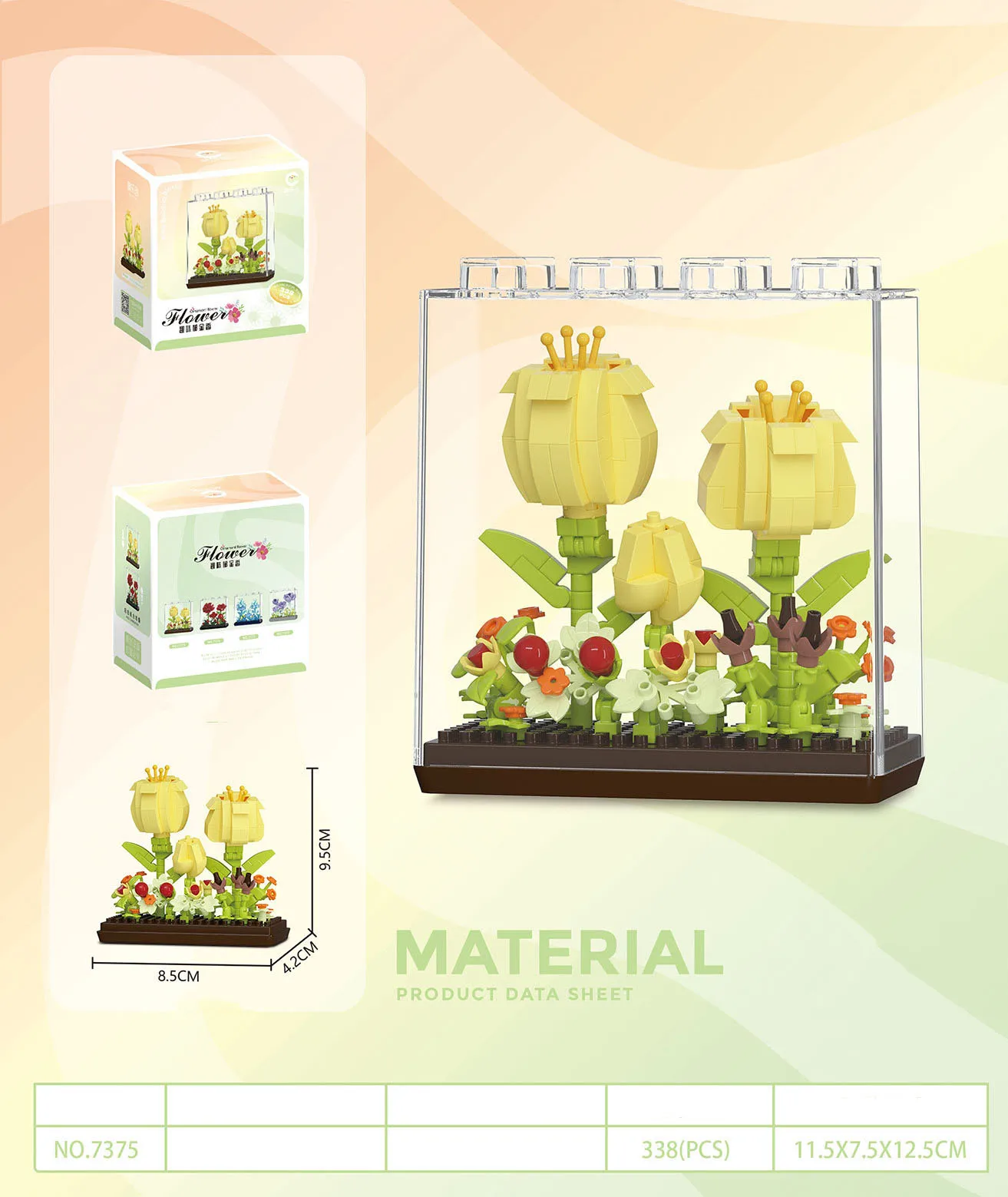 (tulipán) Mundo Creativo De La Flor, Caja Secreta, Mini Bloques, Nano Brick 3d Wall Blocks Juguetes, Regalos Para Niñas