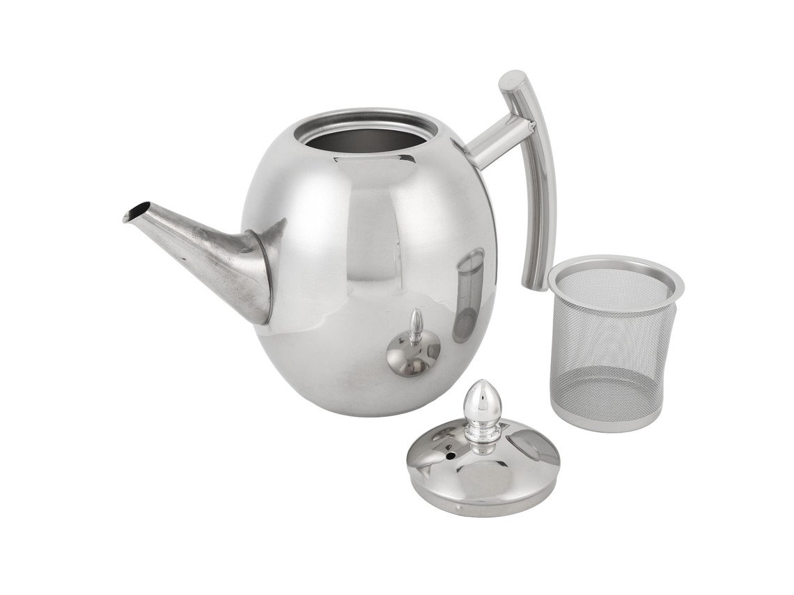 Hervidor De Acero Inoxidable Con Tapa Y Filtro, Asa Curva, 1,0 L Para El Hogar, Restaurante Y Hotel.