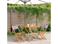 Conjunto de bistró de 3 piezas de madera maciza con estampado azul y blanco, Dkd Home Decor