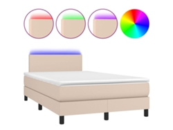 Maison Exclusive - Cama Box Spring Colchón Led Cuero Sintético Capuchino 120x190cm