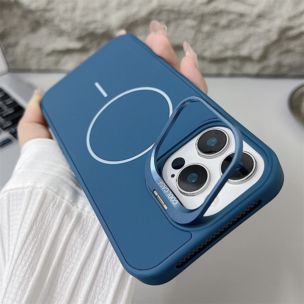 (iphone 13, Azul) Funda Magnética A Prueba De Golpes Para Iphone, Funda Protectora Con Soporte De Silicona Líquida.