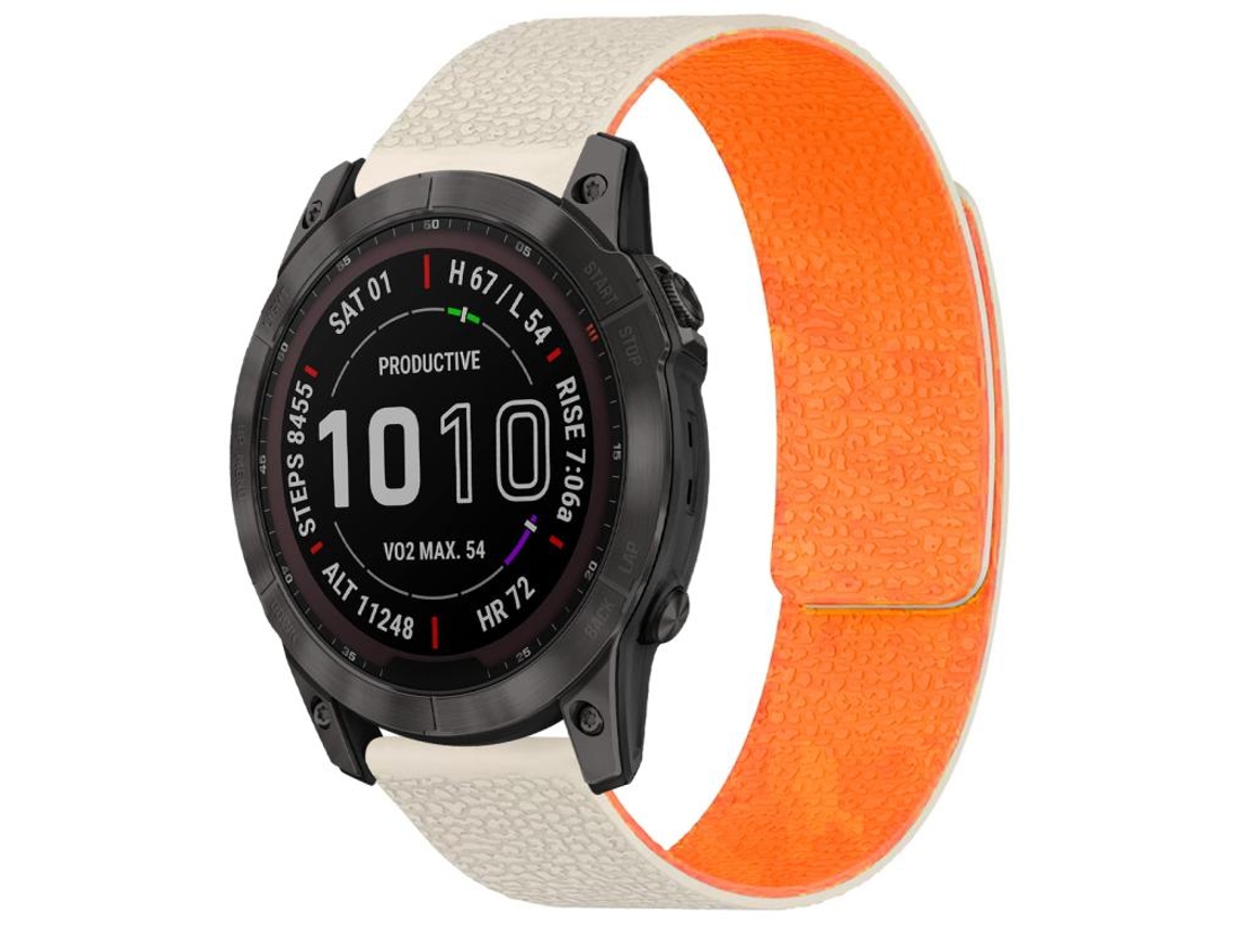 Bracelete Para Garmin Fenix 8 / 7x / 6x / 5x (26mm) - Silicone Magnético - Textura De Lichia Laranja Starlight