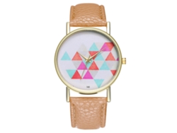 Reloj De Pulsera Unisex De Cuarzo Con Correa De Cuero Sintético Beige.