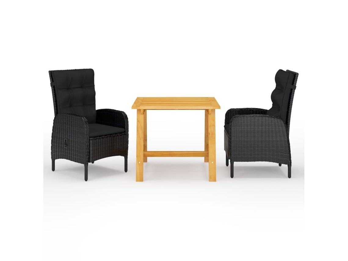 Juego de comedor de jardín de 3 piezas DKD Home Decor en negro