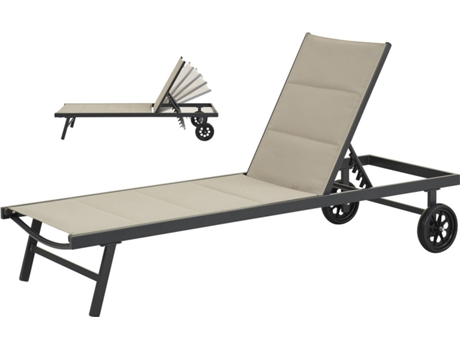 Tumbona HABITAT ET JARDIN Bella (Negro, Gris - Aluminio - 200x65x91 cm)
