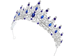 Cuelloronne En Métal Argenté Strass Bleu Royal, Serrage
