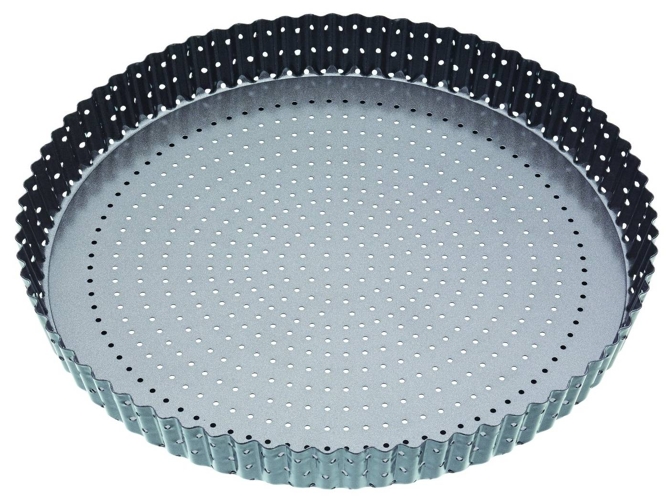 Molde Perforada Kitchen kraft class 30cm masterclass crusty bake crujiente hornear antiadherente estriado redondo de quiche lata gris gray