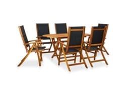 Conjunto 7 de comedor de jardín VIDAXL madera maciza de acacia