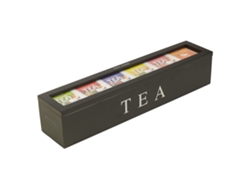 Caja De Madera Para Guardar Té, Café Y Azúcar Con Compartimentos Y Panel Acrílico Transparente.