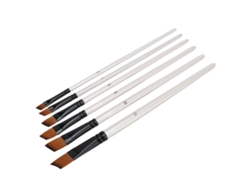 6 Pinceles De Nailon Resistentes De Mango Corto Para Acuarela Y Acrílico.