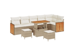 Maison Exclusive - Juego de sofás de jardín de mimbre beige y crema de 11 piezas