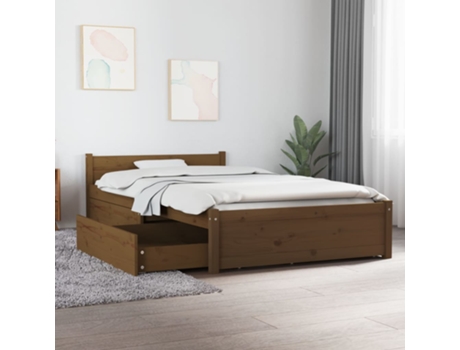 vidaXL Estructura de cama con cajones 90x190 cm marrón miel