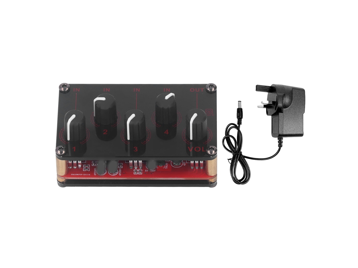 2026-mini Stereo Mixer 4 Canales 4 Entradas 1 Salida Compacto Portátil Mixer De Sonido Para Estudio Escenario Clubs Bares Rojo