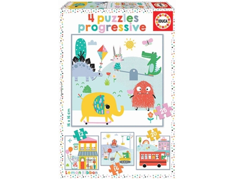 Puzzle EDUCA 4x Puzzles Progresivos Lemon Ribbon (Edad Mínima: 3 Años - 3-5 Piezas)