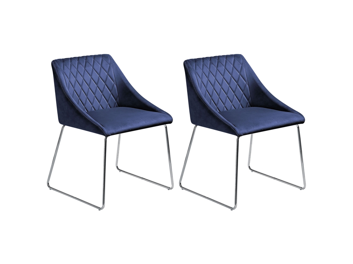 Cadeiras de jantar elegantes BELIANI Arcata de Veludo Azul 55x57x79