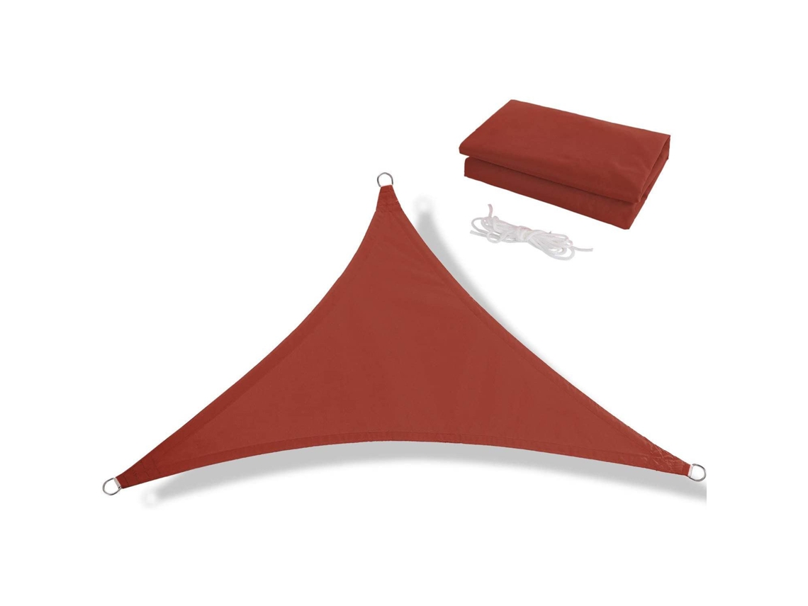 Vela Parasol Triangular De 3x3x3 Metros (de Color Marrón Rojizo), Resistente Al Agua, Al Viento Y A Los Rayos Uv.