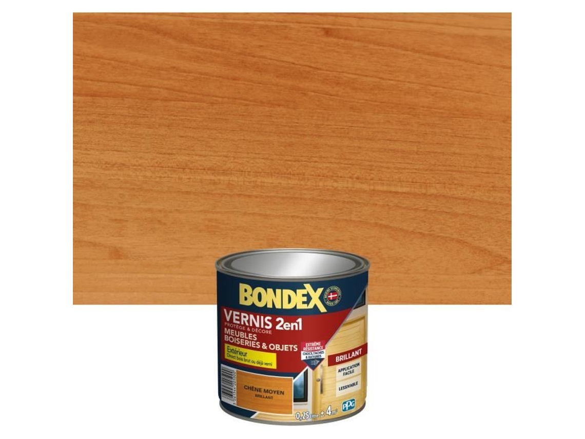 Barniz Para Madera Interior Y Exterior Roble Brillo Medio 0,25l Bondex