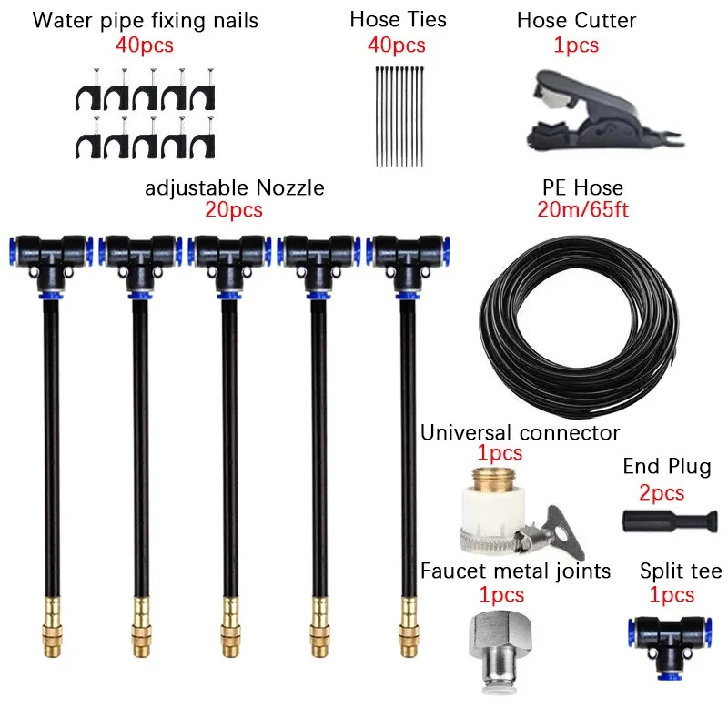 (20m) Kit De Aspersor De Riego Universal, Boquilla De Cobre Giratoria, Pulverización Atomizadora.