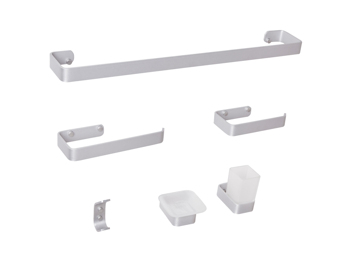 Juego de 6 accesorios de baño Zorritos con toalleros y ganchos de metal plateado Beliani