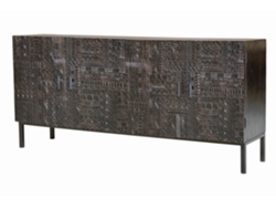 Aparador madera de mango y patas metal en nogal oscuro Marrón.GINER Y COLOMER 85x40x180