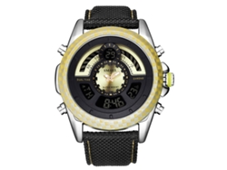 Reloj Electrónico De Cuarzo Para Hombre Smael, Resistente Al Agua, Con Correa De Nailon Dorada.