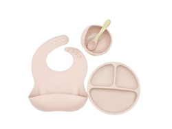 Conjunto 4 Peças Utensílios Silicone Bebé – Bege, Alimentação, Antiderrame